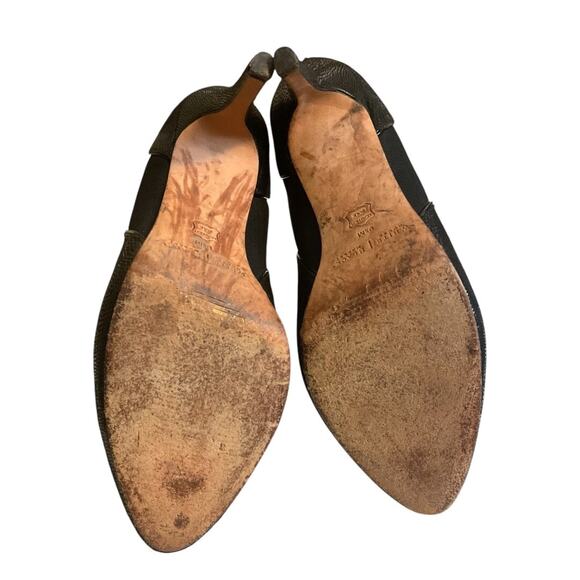 White House Black Market Booties 9.5M Black Lizard Embossed Stiletto Heel - Picture 12 of 15